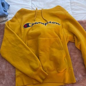 Mustard yellow champion mens hoodie